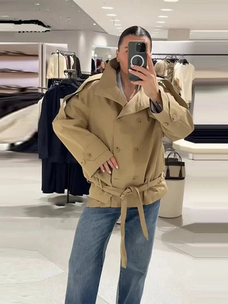 Trench-coat utilitaire Maria à col montant