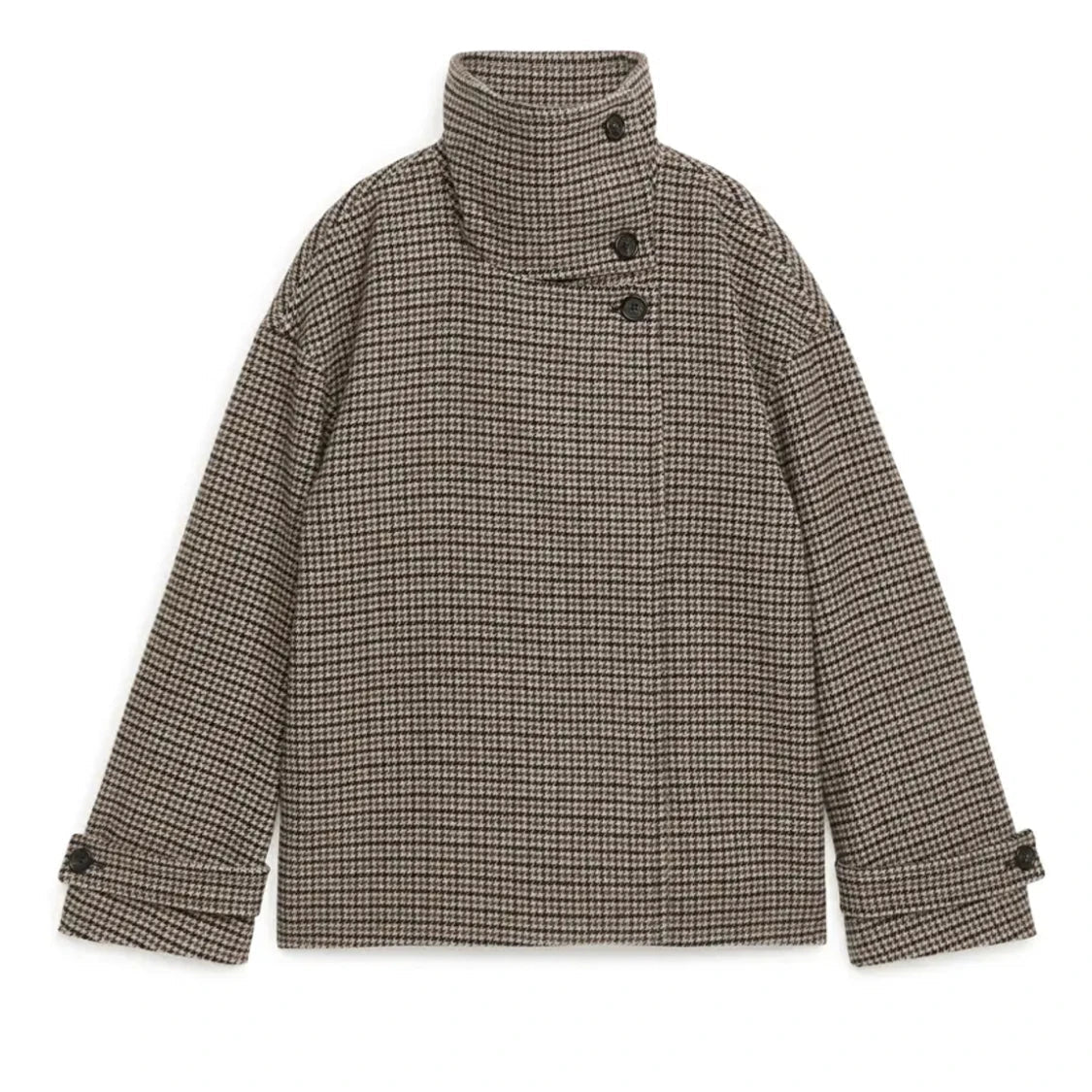 Veste Emilia à col montant boutonné motif pied-de-poule