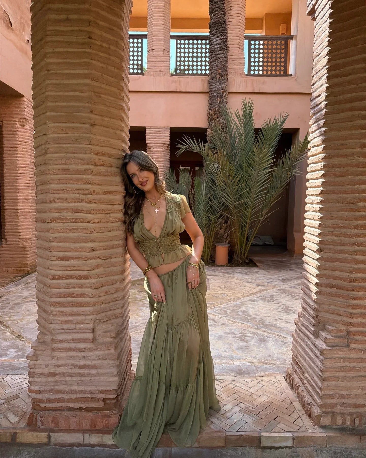Ensemble haut et jupe Nella en dentelle et chiffon