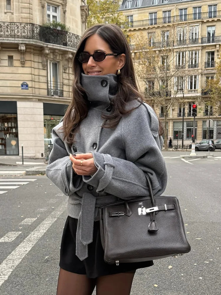 Manteau à col roulé croisé Carmen