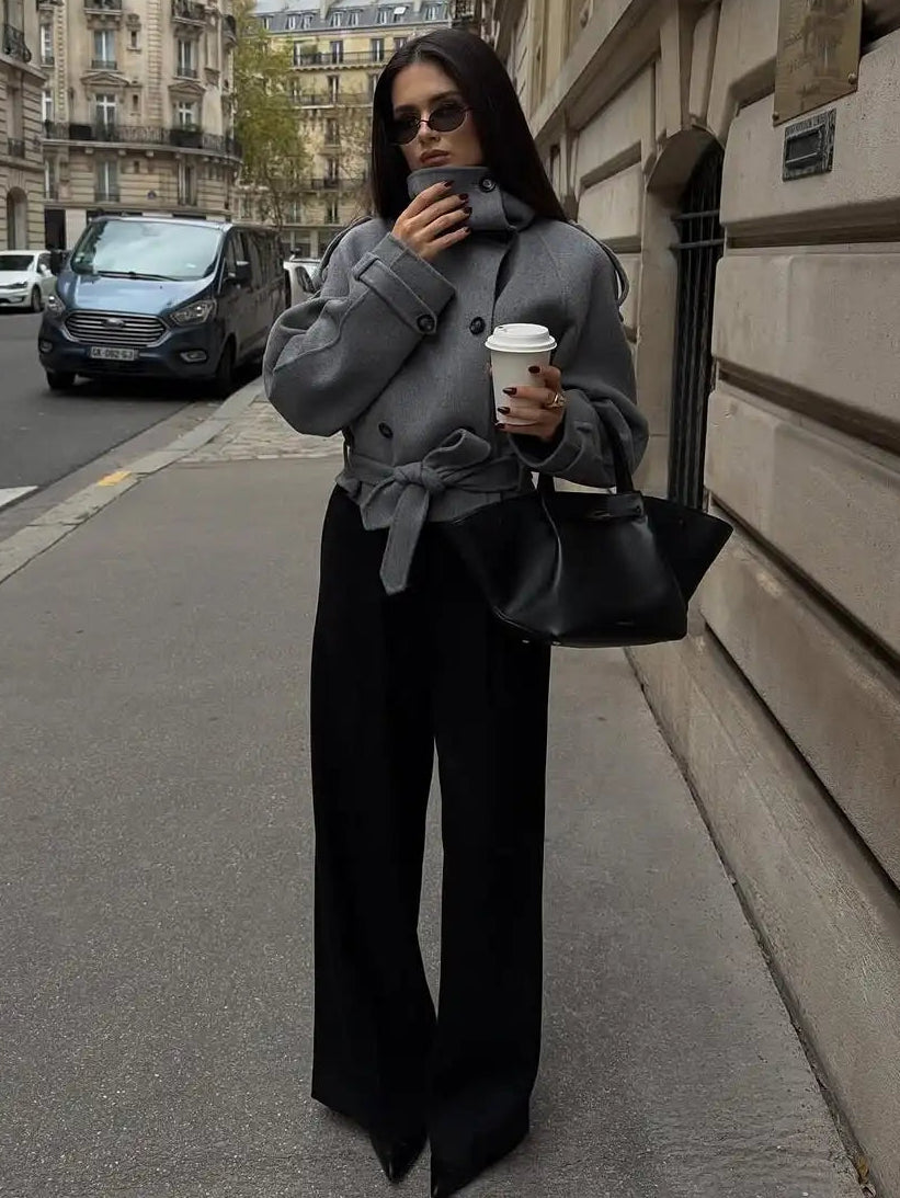 Manteau à col roulé croisé Carmen