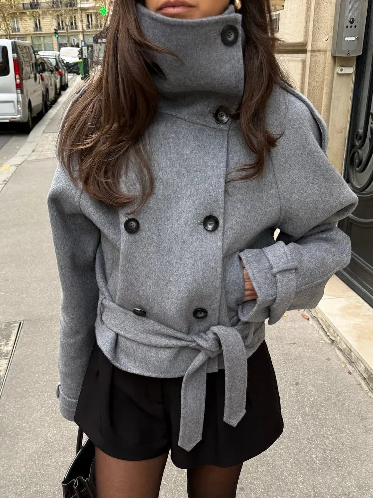 Manteau à col roulé croisé Carmen