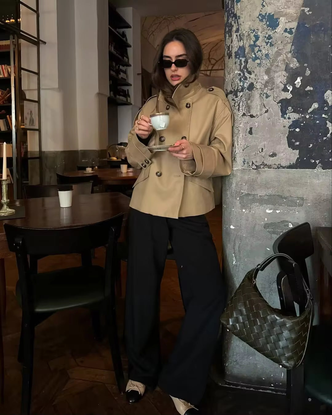 Trench-coat beige à double boutonnage Audrey
