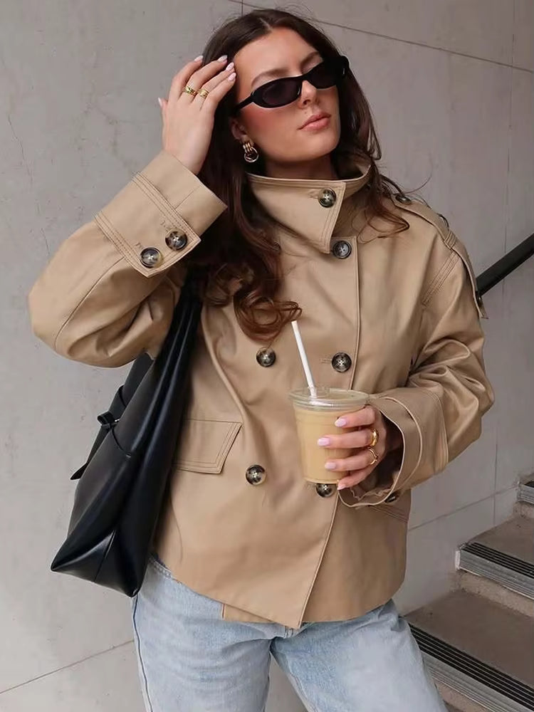 Trench-coat beige à double boutonnage Audrey
