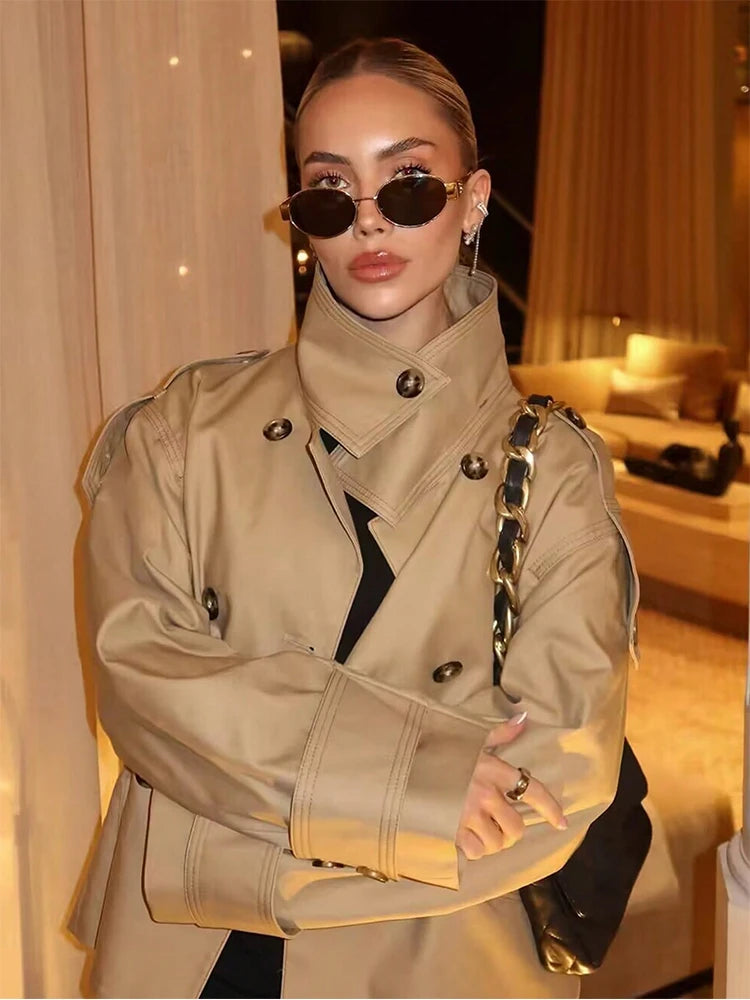 Trench-coat beige à double boutonnage Audrey