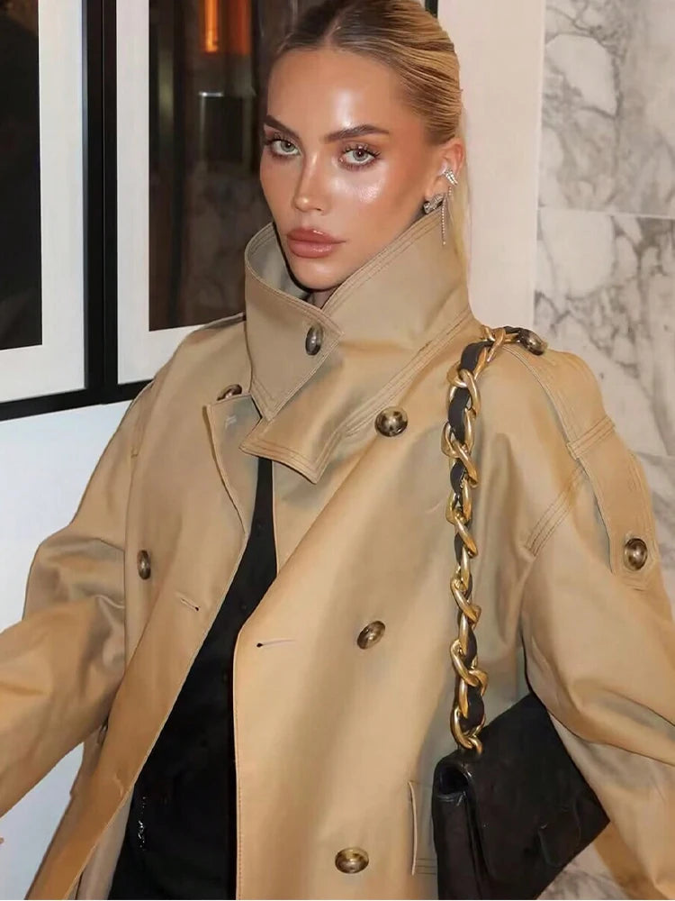 Trench-coat beige à double boutonnage Audrey