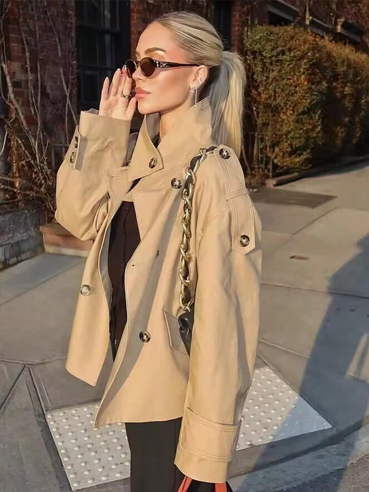Trench-coat beige à double boutonnage Audrey