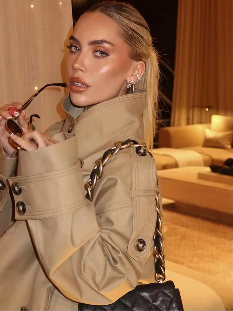 Trench-coat beige à double boutonnage Audrey