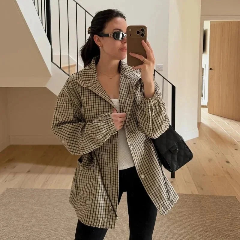 Veste cintrée à carreaux vintage Sarah