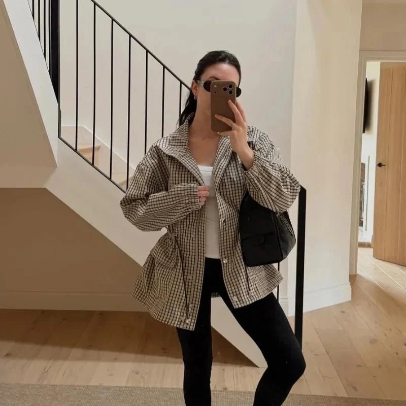 Veste cintrée à carreaux vintage Sarah