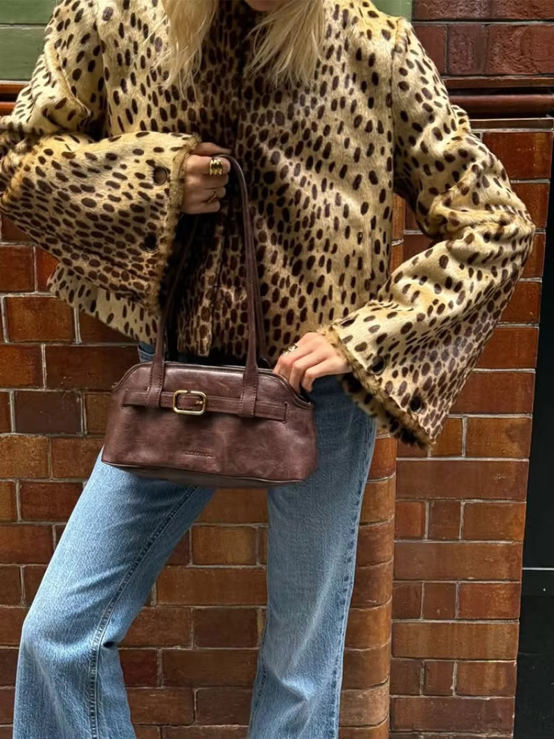 Veste en fausse fourrure léopard Katie