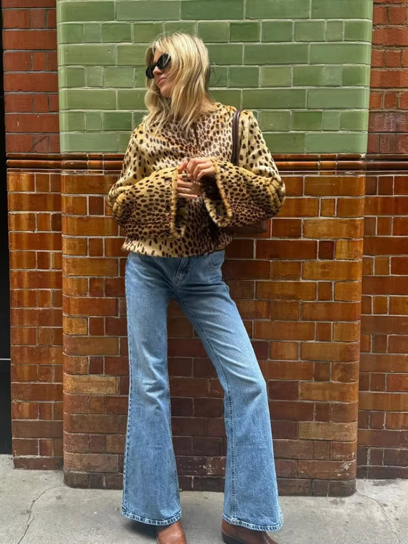Veste en fausse fourrure léopard Katie