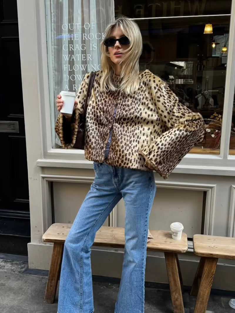 Veste en fausse fourrure léopard Katie