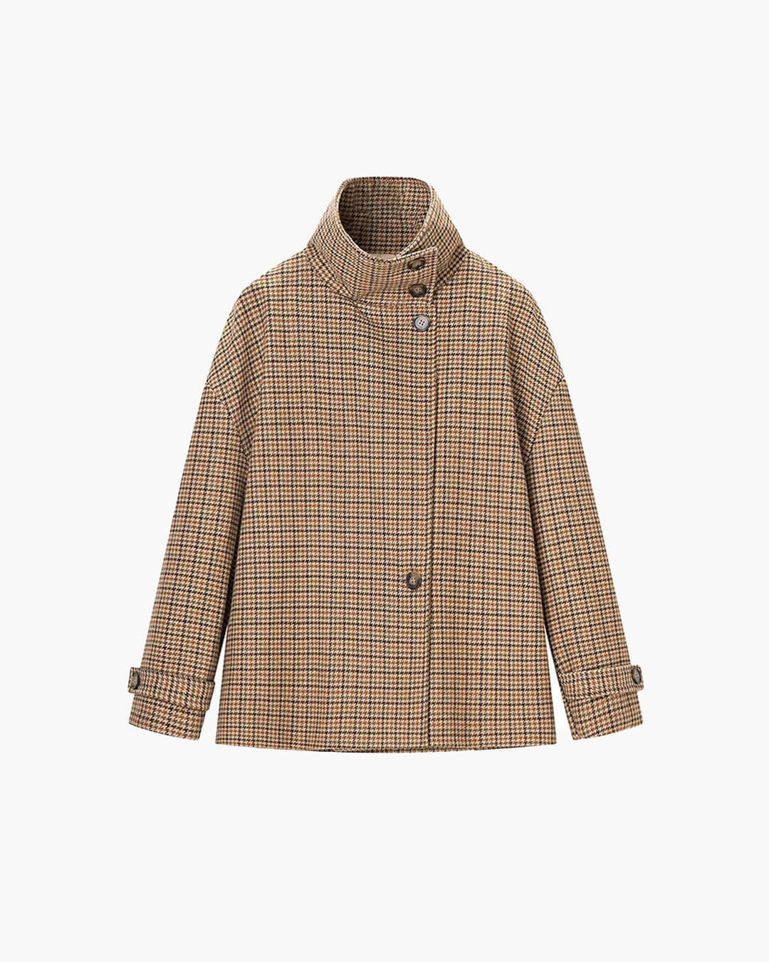 Veste courte à col montant motif pied-de-poule Amy