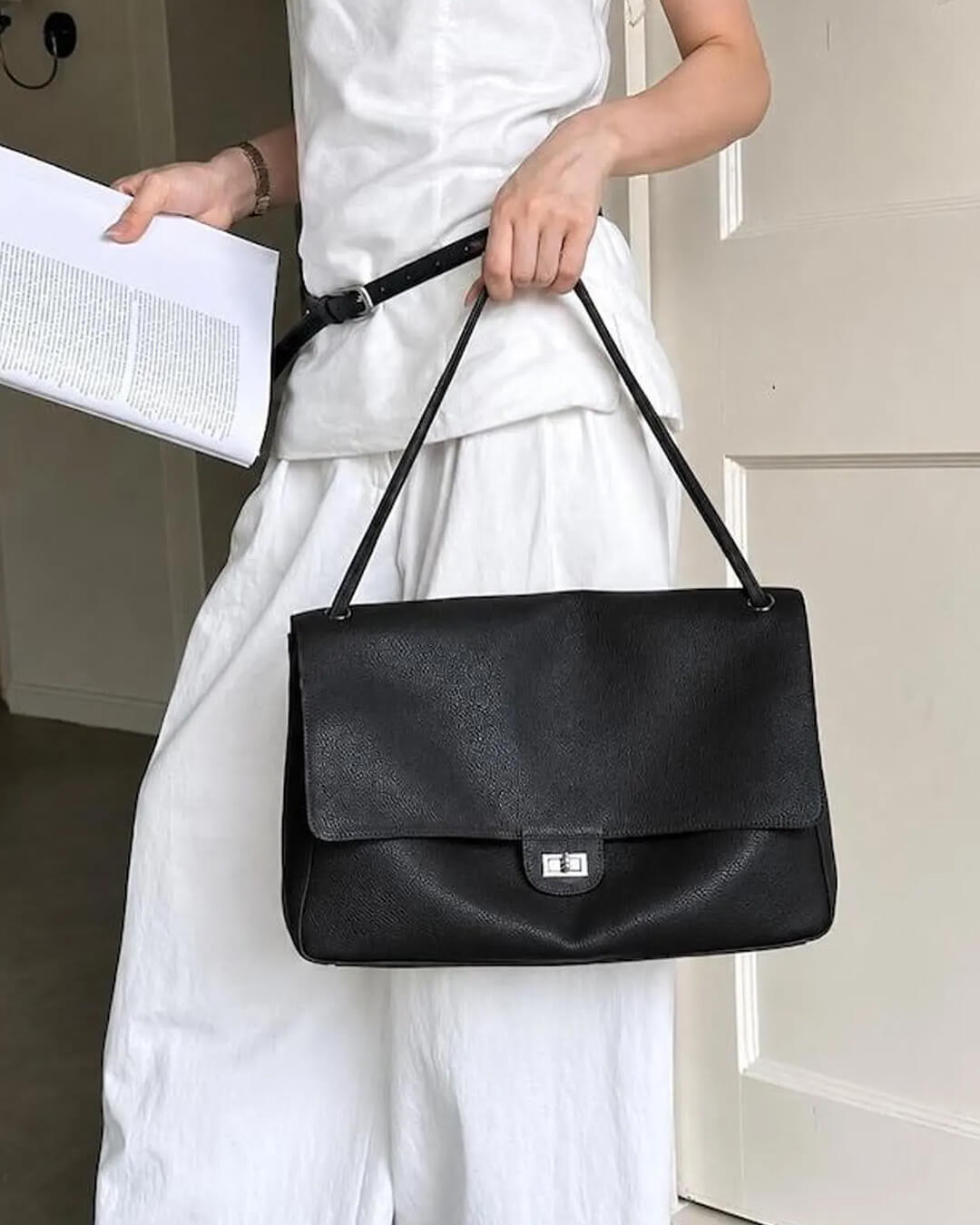 Sac à bandoulière en cuir Ava Maxi Flap