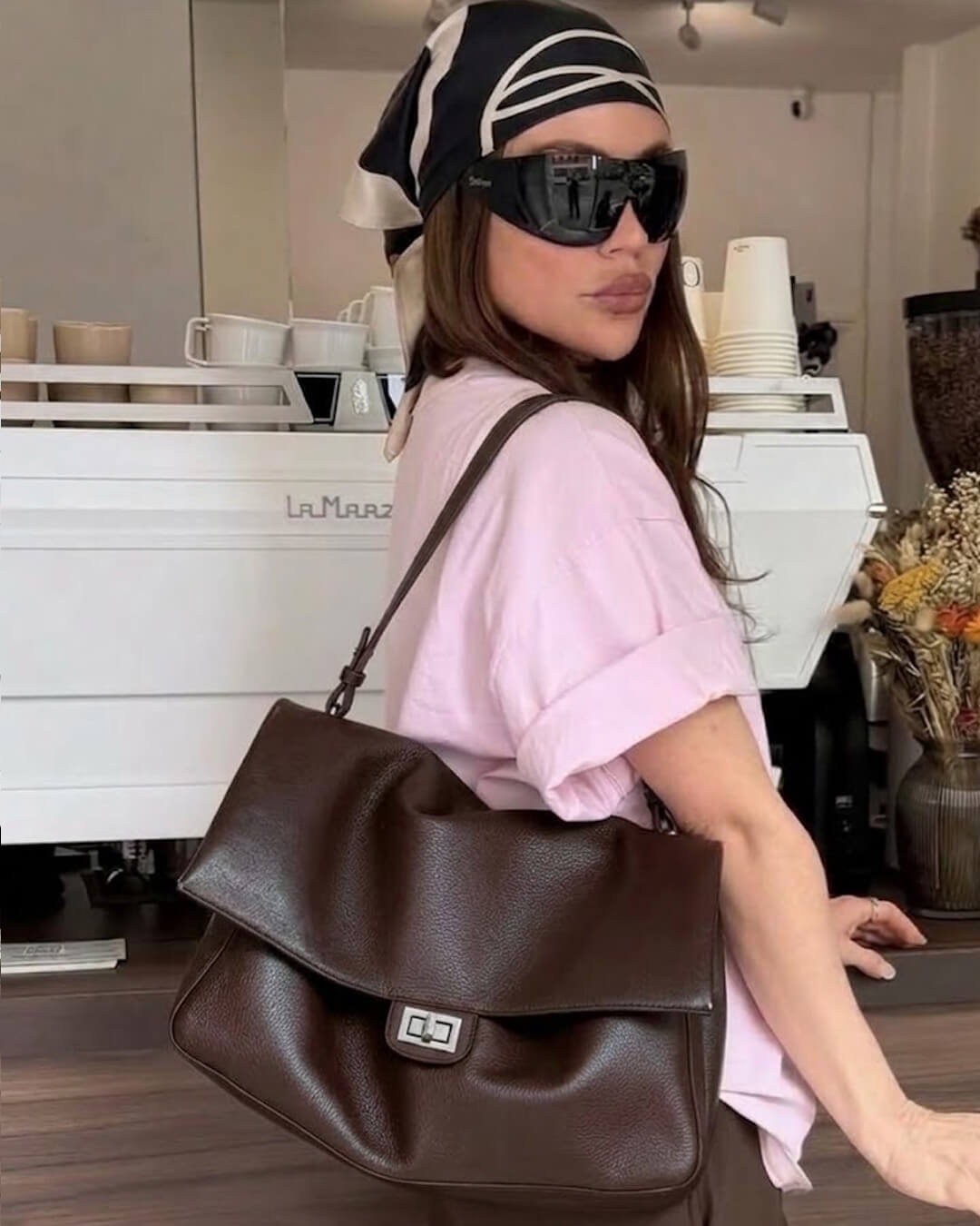 Sac à bandoulière en cuir Ava Maxi Flap