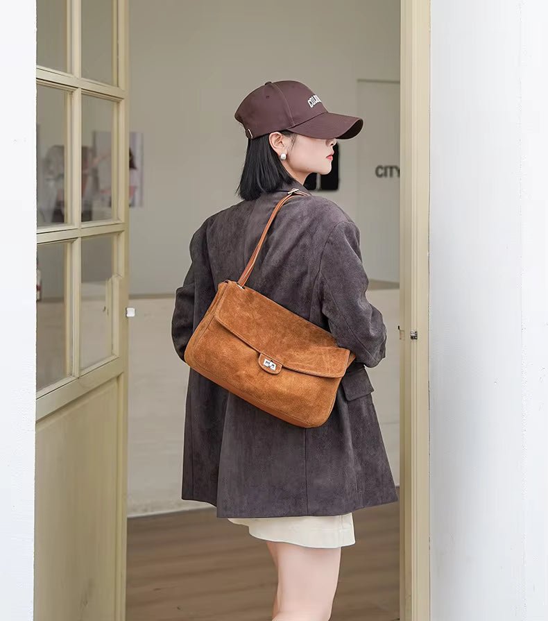 Sac cabas rétro en cuir de vache Lena effet givré