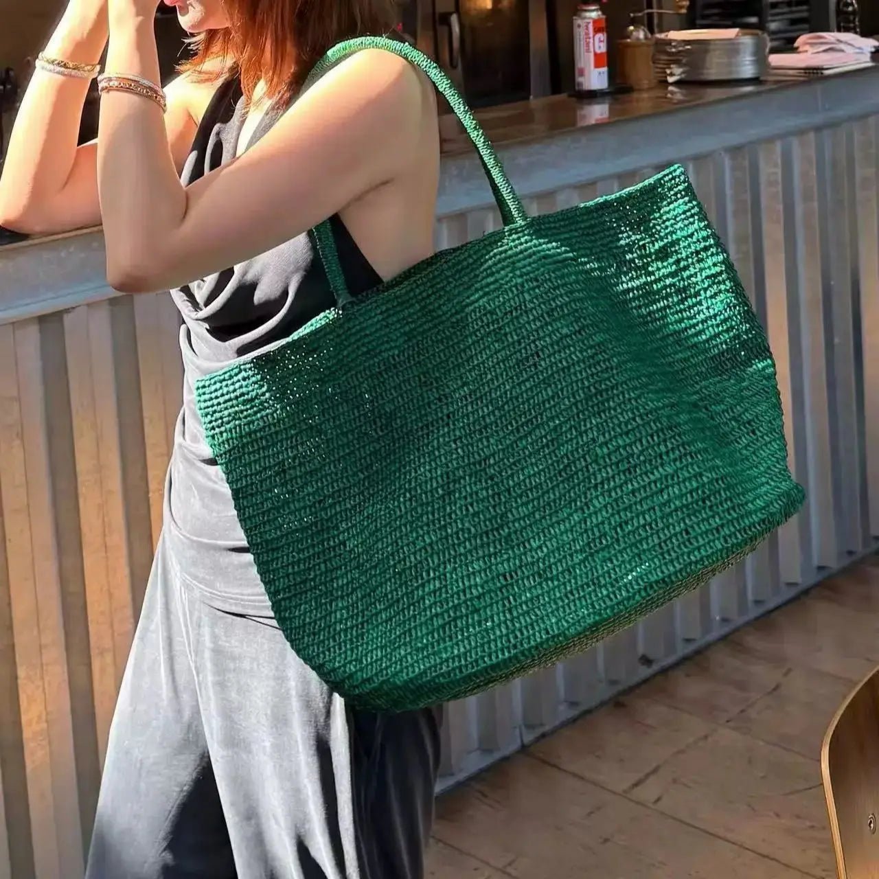 Vivienne sac cabas en rotin tressé à la main