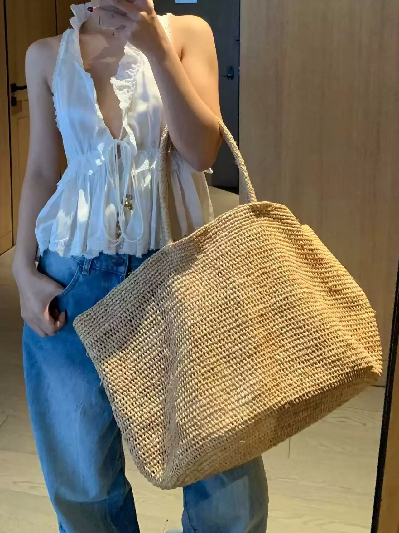 Vivienne sac cabas en rotin tressé à la main