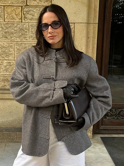 Veste Mary à nœuds double face col mandarin
