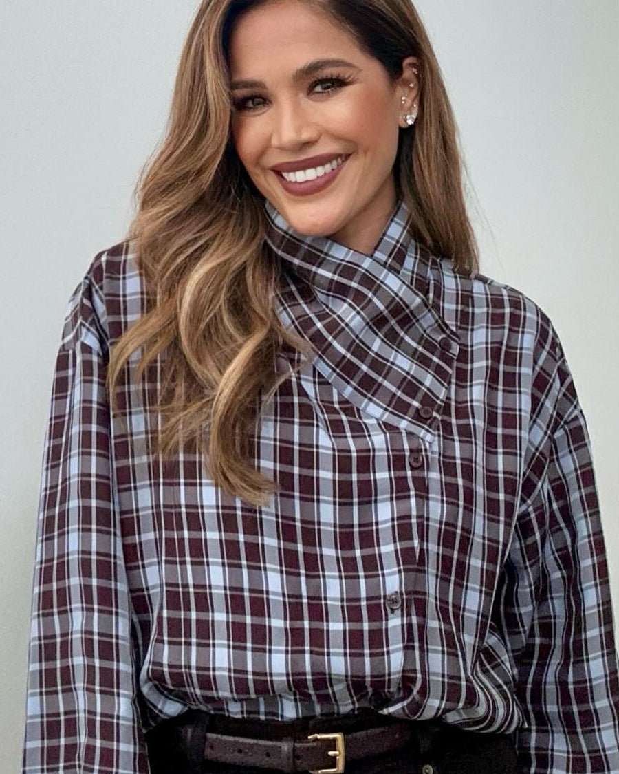 Chemise portefeuille Monica en popeline à carreaux