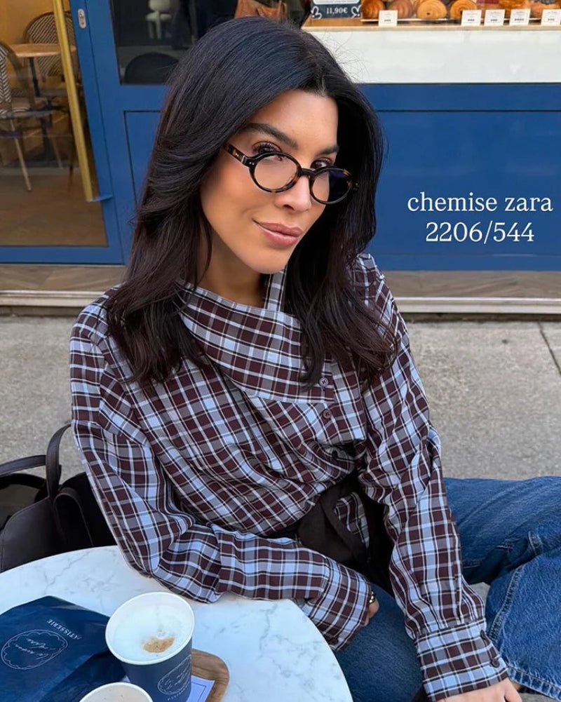 Chemise portefeuille Monica en popeline à carreaux