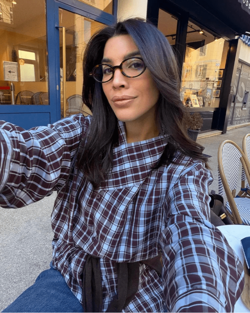 Chemise portefeuille Monica en popeline à carreaux