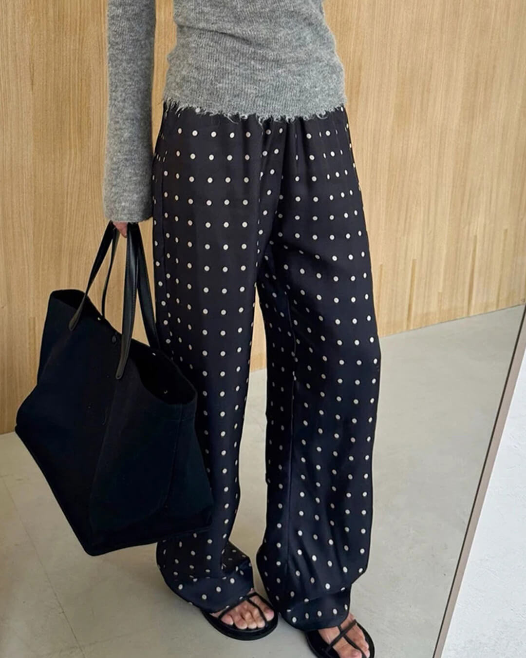 Pantalon en satin à pois Evita