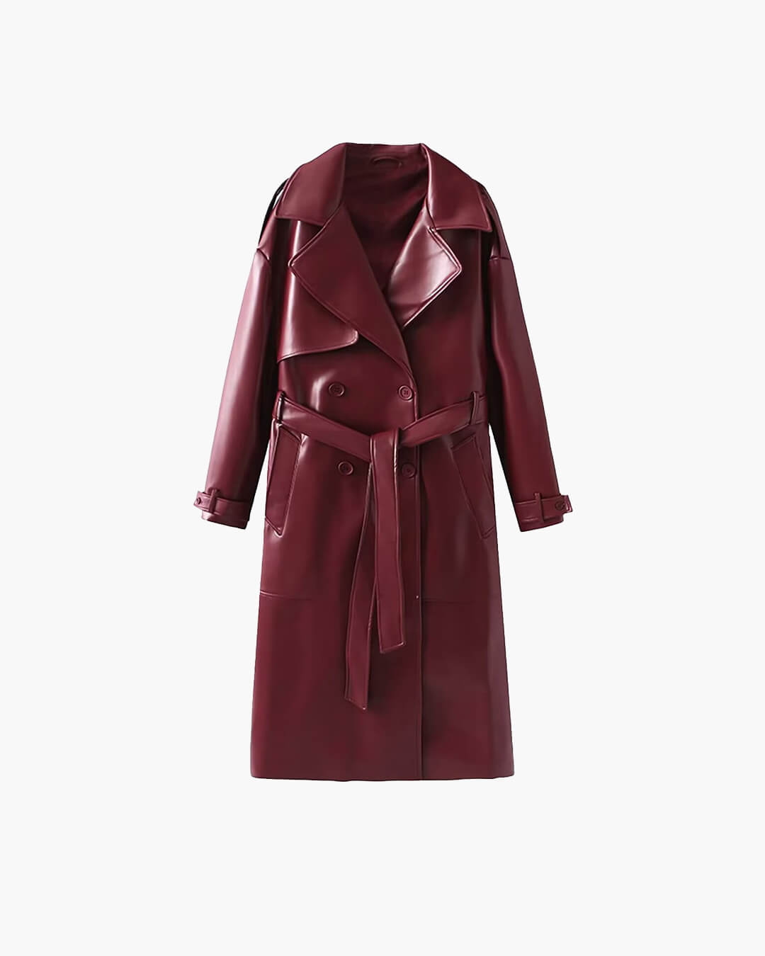 Manteau trench long Connie en similicuir