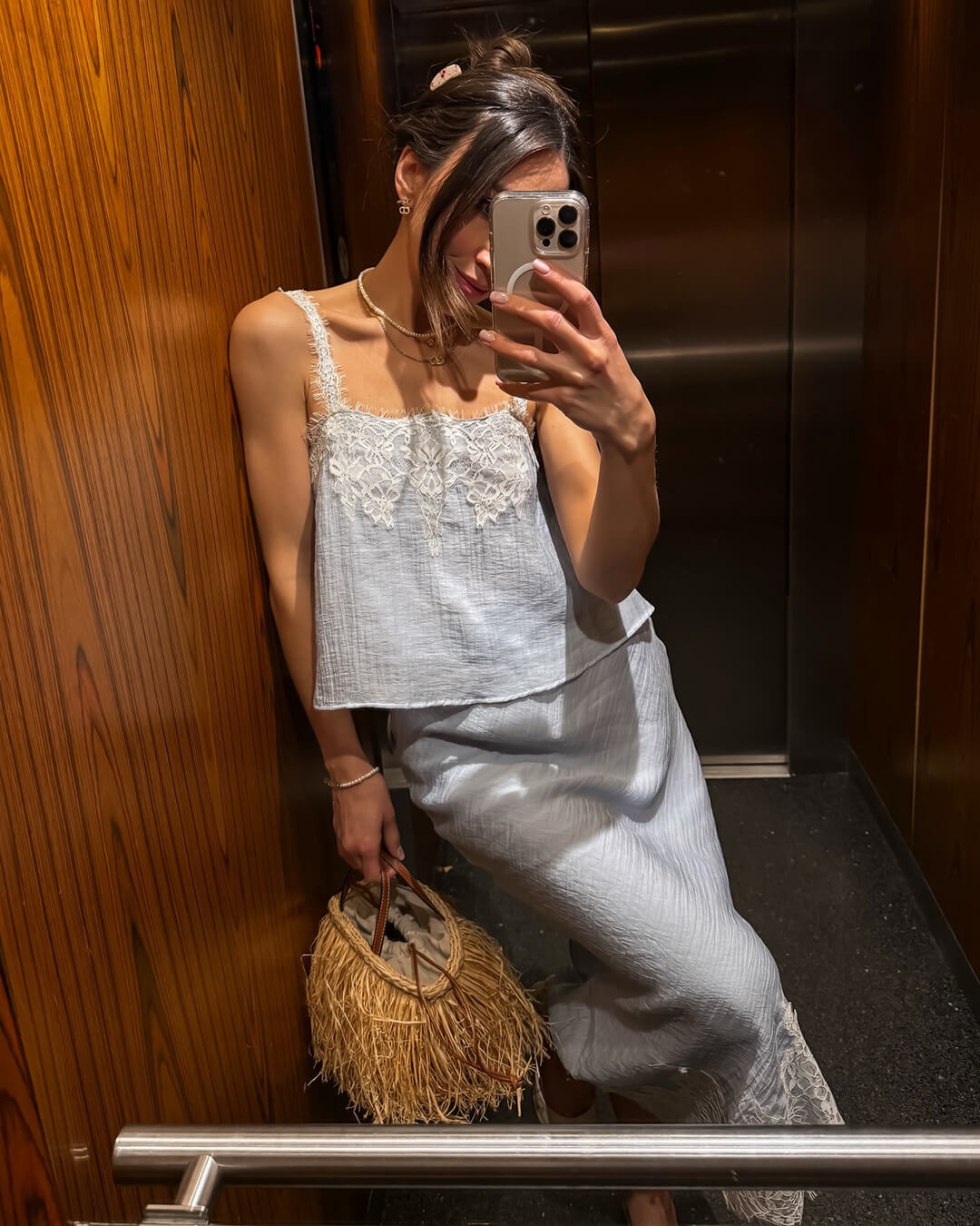 Ensemble midi Jacinta à empiècements dentelle