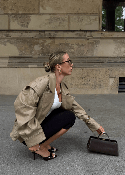 Manteau Isabel croisé en similicuir