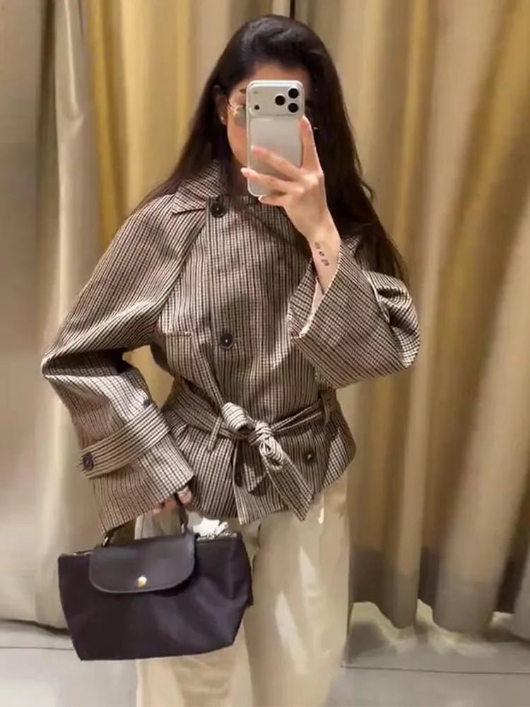 Trench-coat à carreaux Melissa avec ceinture