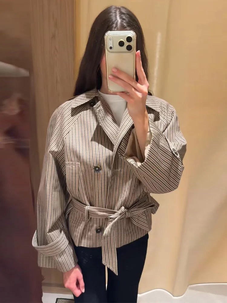 Trench-coat à carreaux Melissa avec ceinture