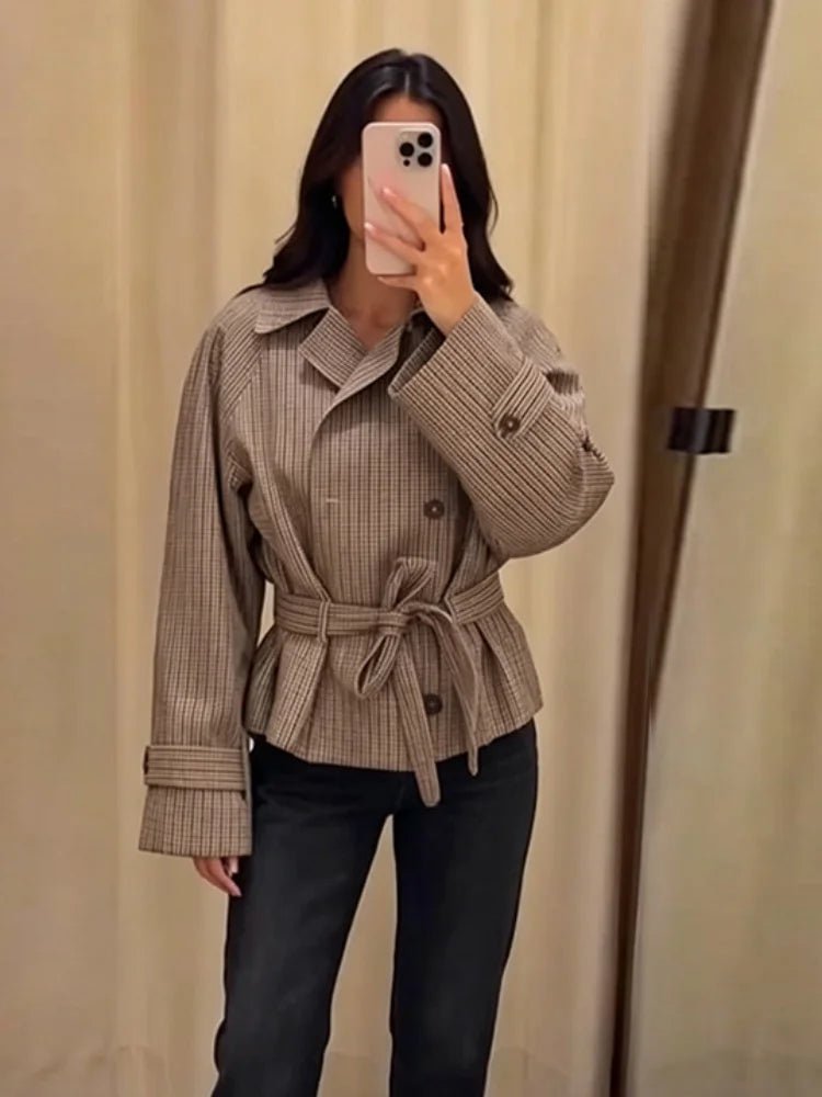 Trench-coat à carreaux Melissa avec ceinture