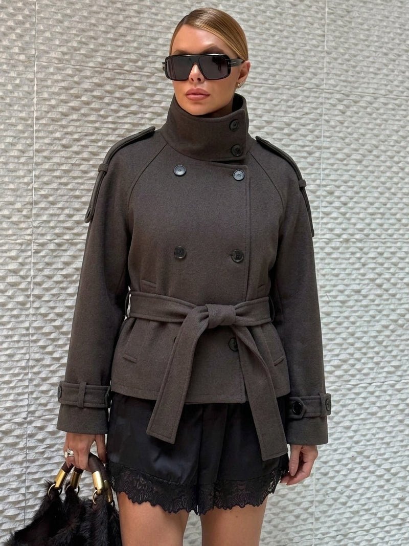 Manteau ceinturé à double boutonnage Anne