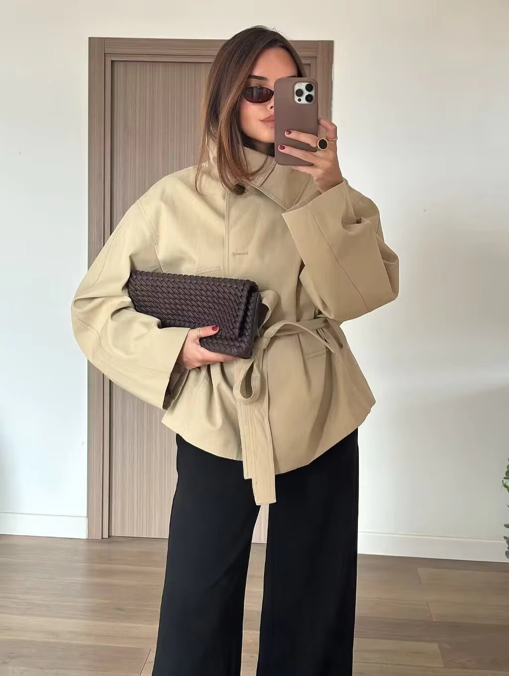 Trench-coat Helena asymétrique avec ceinture