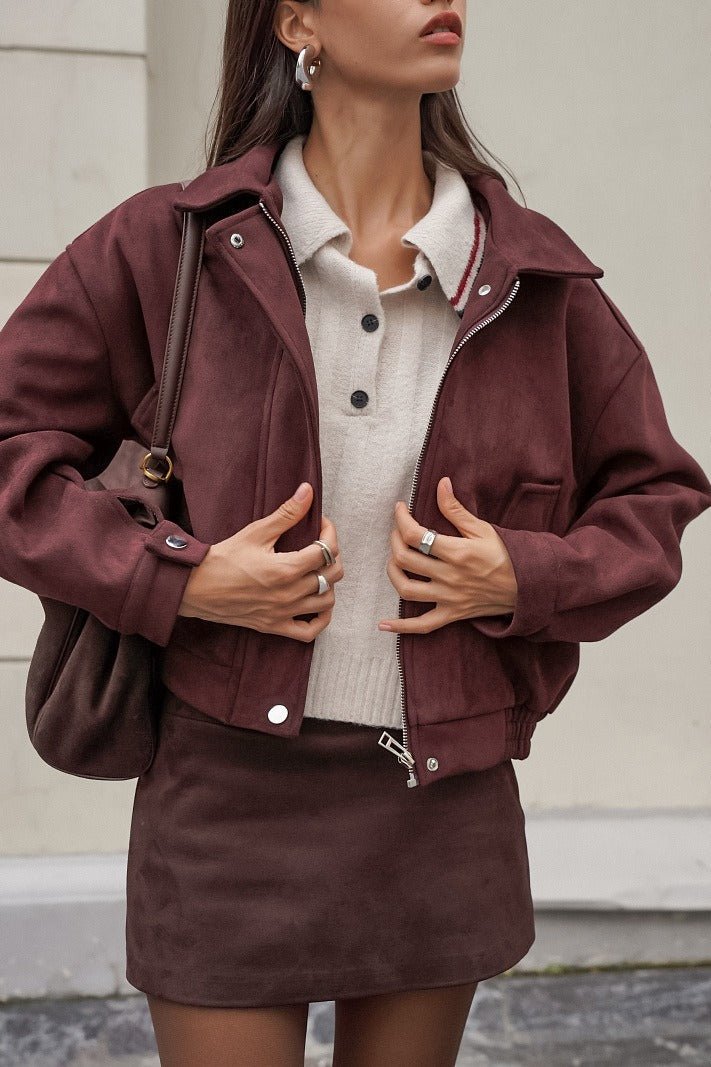 Manteau Amanda en daim décontracté