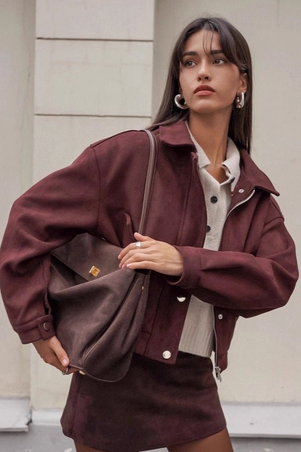 Manteau Amanda en daim décontracté