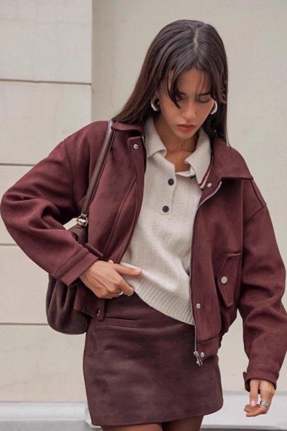 Manteau Amanda en daim décontracté