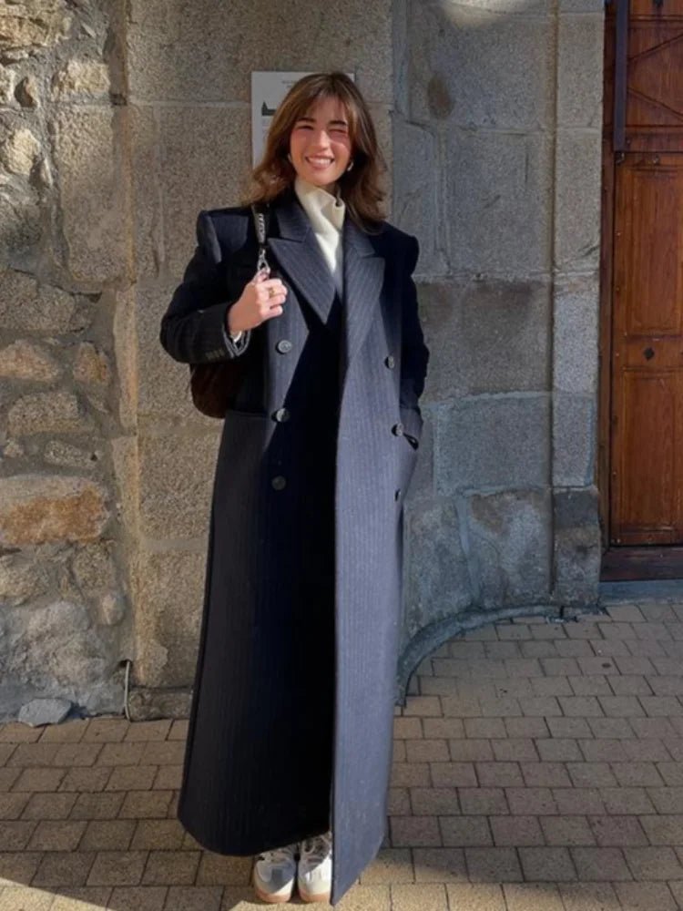 Manteau long Mary à double boutonnage