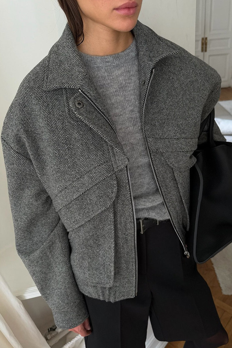 Manteau col montant à chevrons Lily