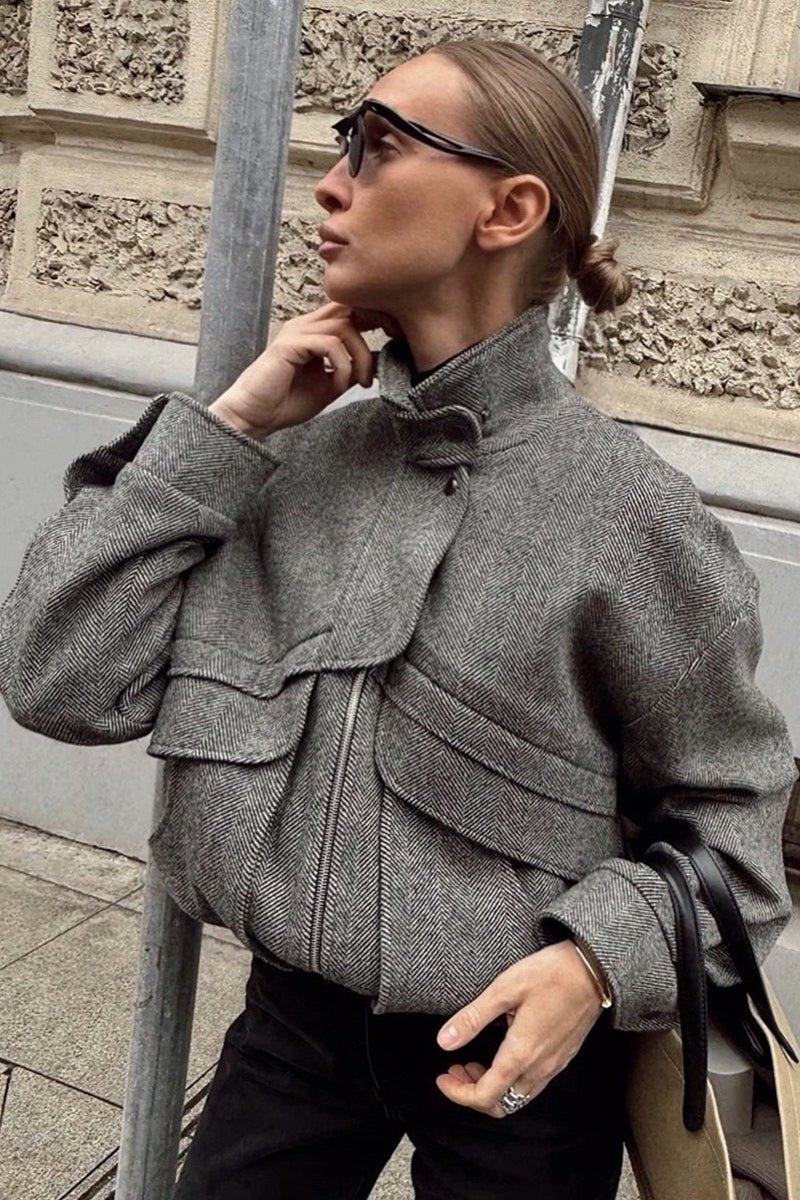 Manteau col montant à chevrons Lily