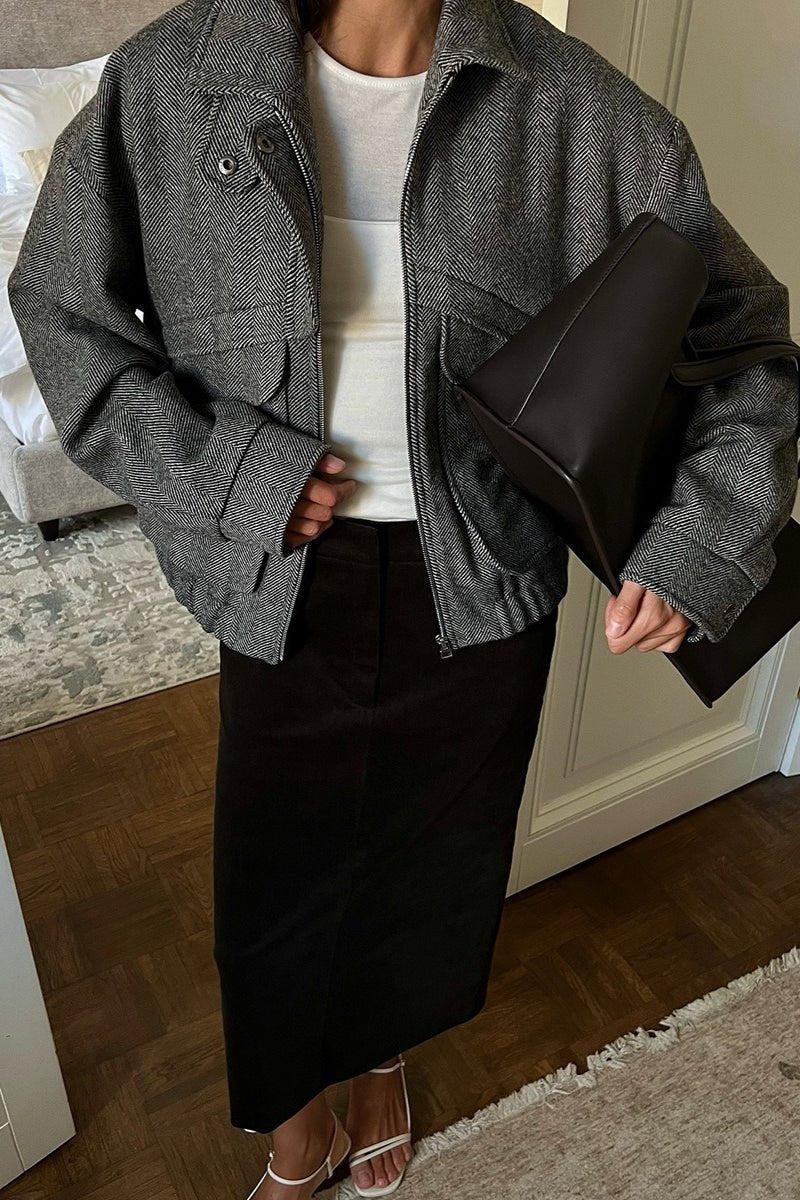 Manteau col montant à chevrons Lily