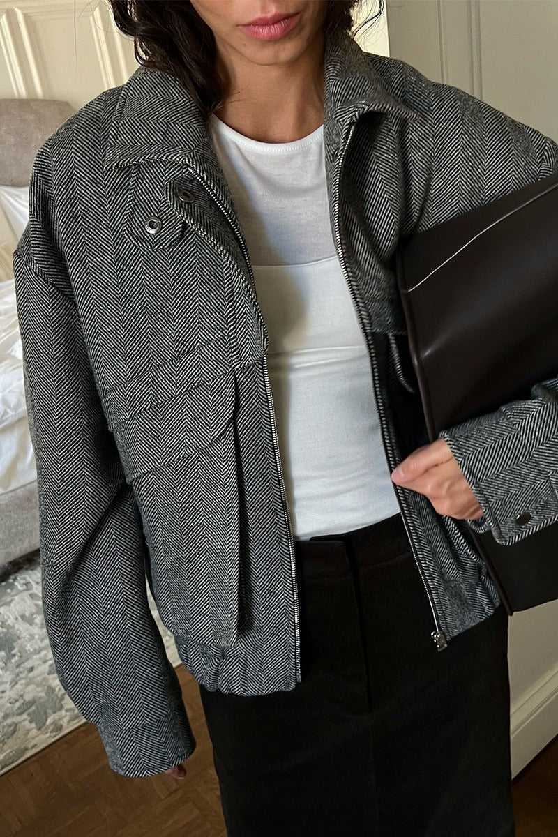 Manteau col montant à chevrons Lily