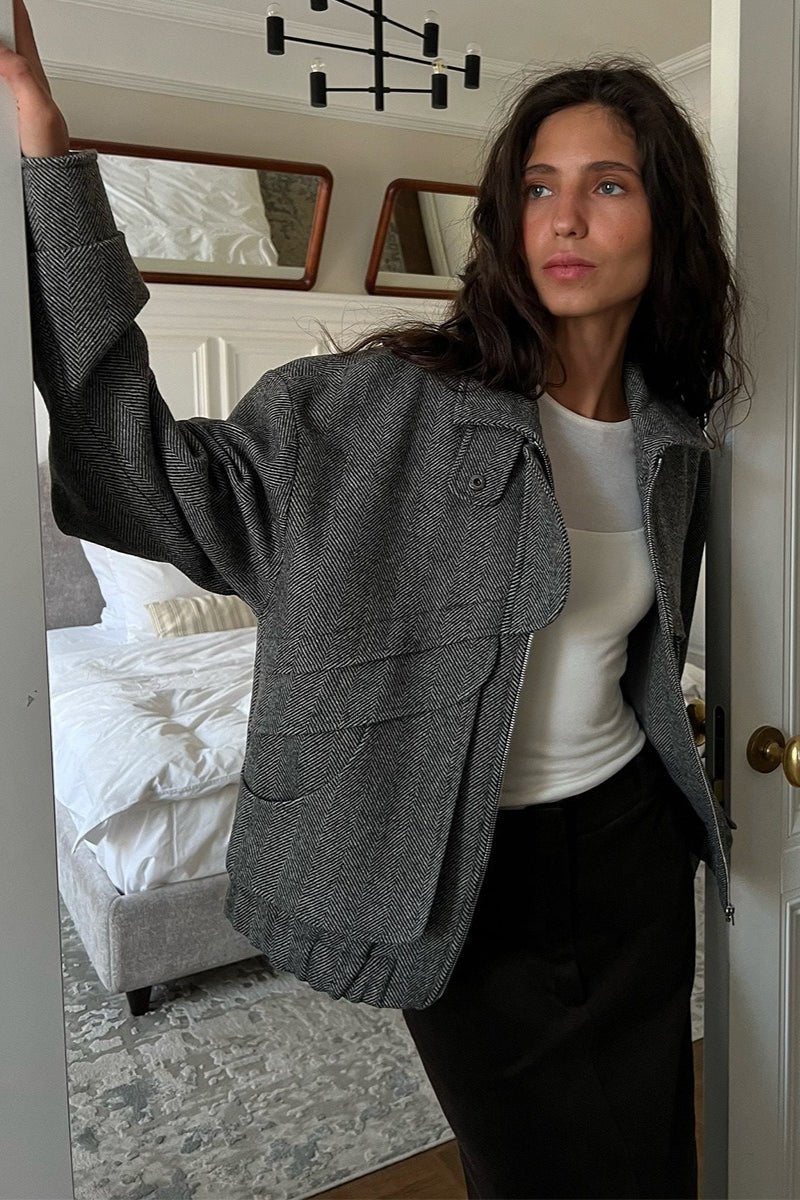 Manteau col montant à chevrons Lily