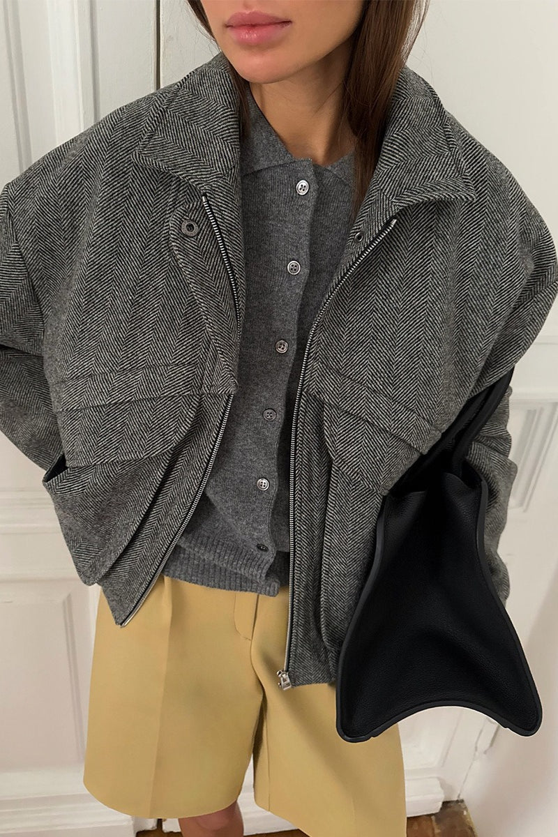 Manteau col montant à chevrons Lily