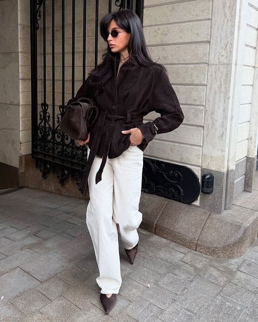 Trench-coat en daim ceinturé Annie
