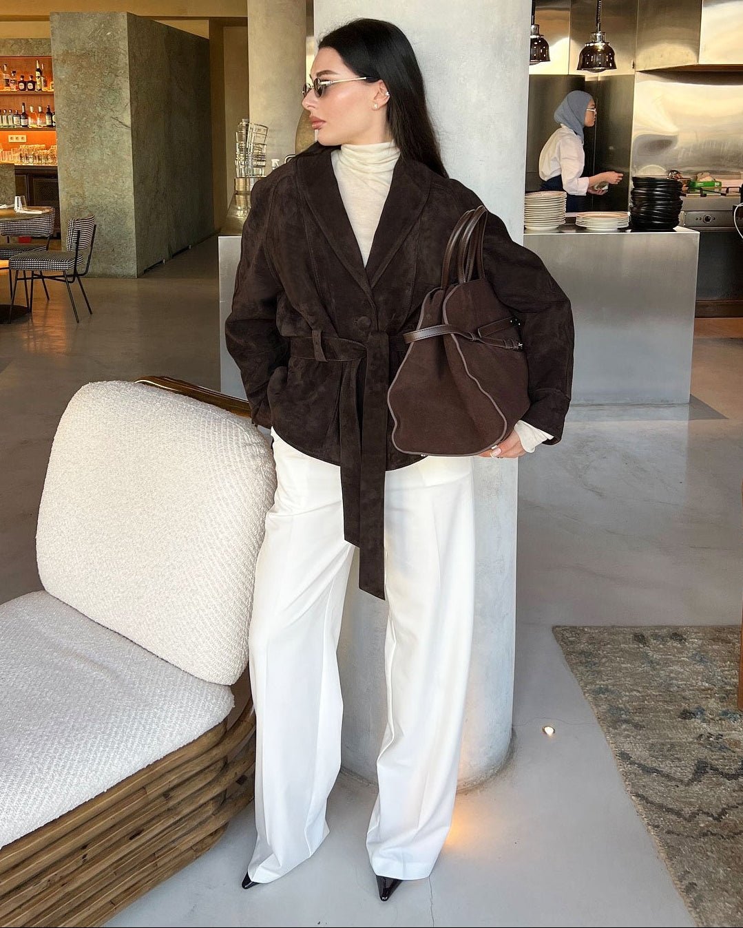 Trench-coat en daim ceinturé Annie