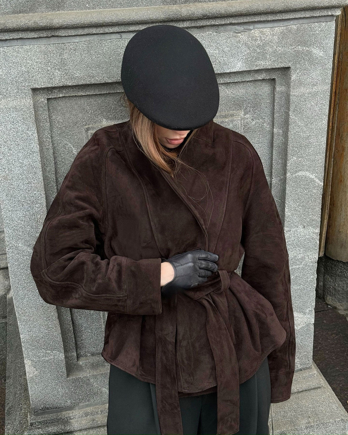 Trench-coat en daim ceinturé Annie