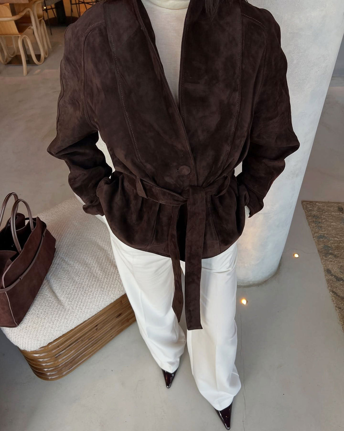 Trench-coat en daim ceinturé Annie